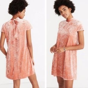 Madewell Pink Velvet-Look Shift Dress L
